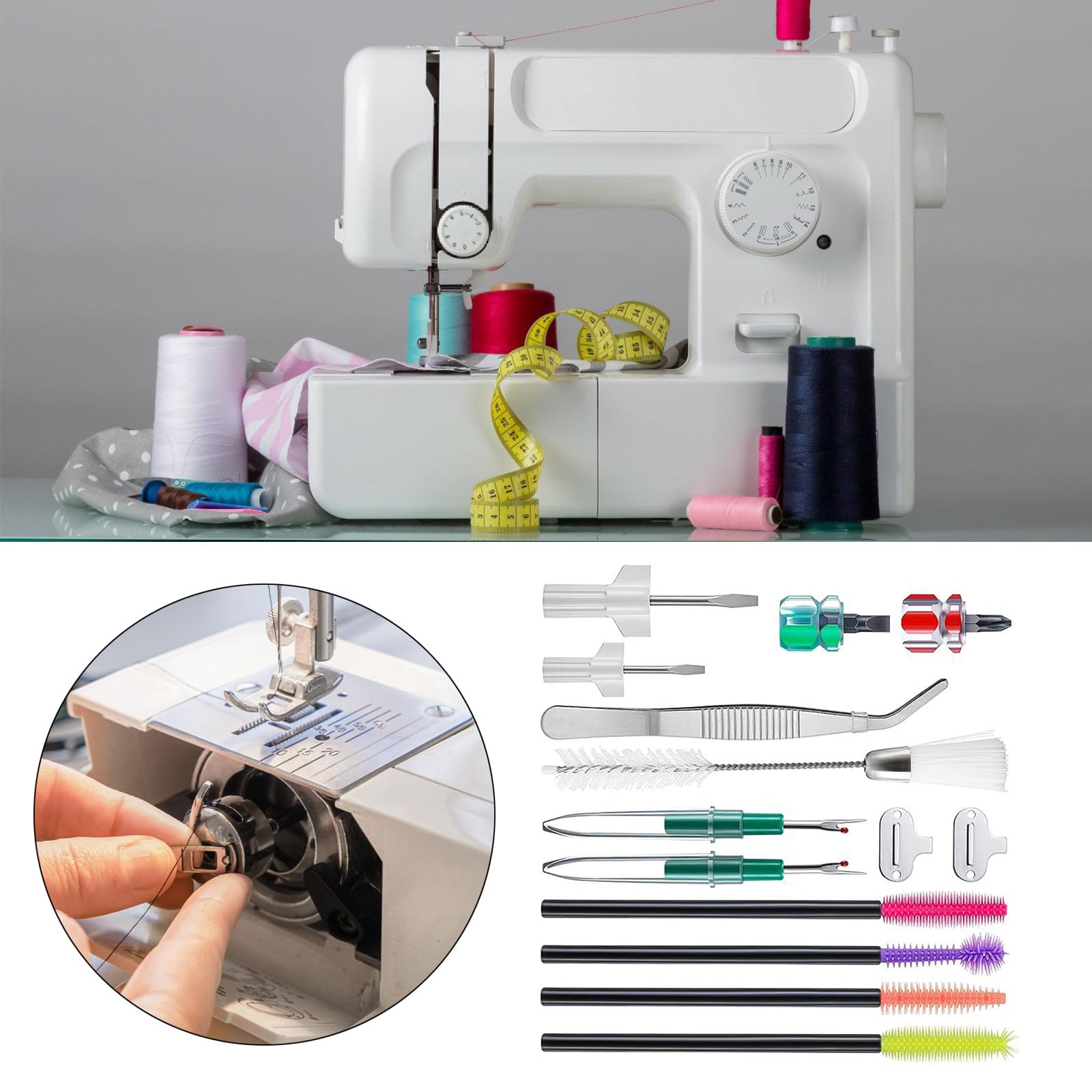 14-teiliges Nähmaschinen-Reparatur-Set Mit Allem, Was Du Brauchst - Pinzette, Bürsten & Schraubendreher