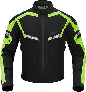 BORLENI Motorradjacke Sommer Herren Atmungsaktiver Panzerschutz Hochglanz Reflektierend