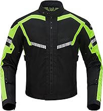 BORLENI Men's Summer Motorcycle Jacket, Breathable Armor Protection Reflection, High Gloss