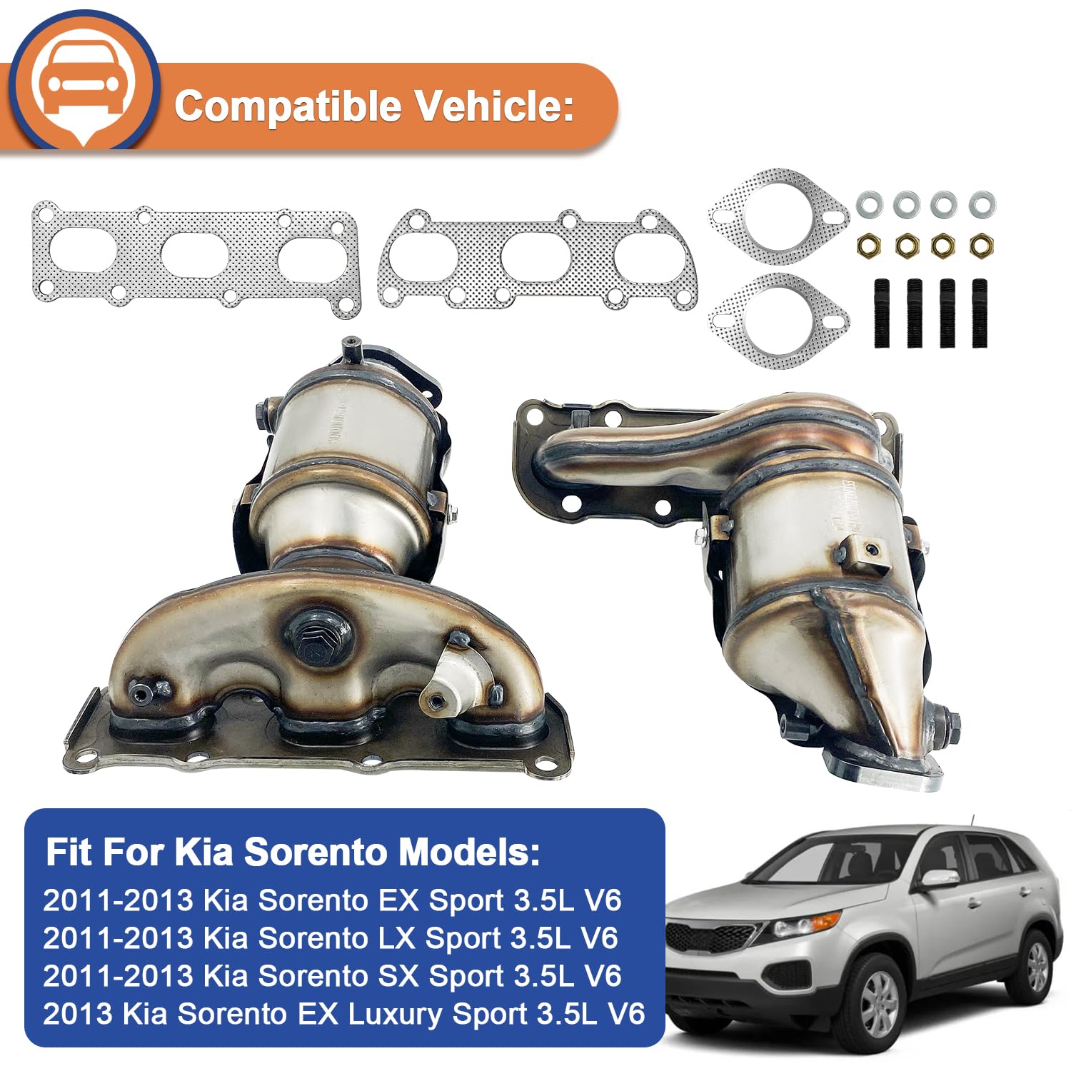 Blrack 674-420&674-421 Front Left&Right Catalytic Converter Set