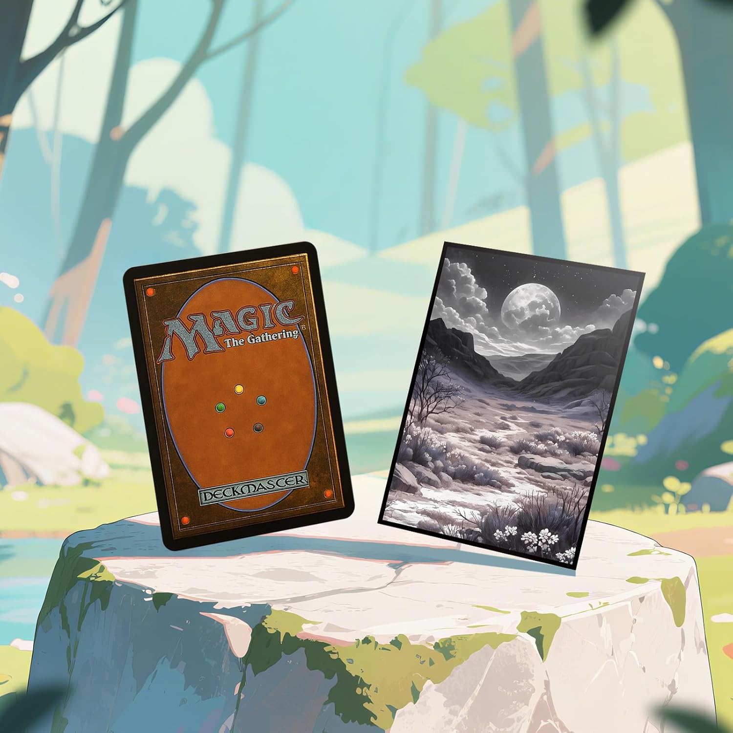 MTG Card Sleeves - Scrubland(White Black) - Fantasy Dual Lands Series - Ultra Clear Front & Matte Finish Back, 100 Count Standard Size TCG Art Sleeves for Magic The Gathering