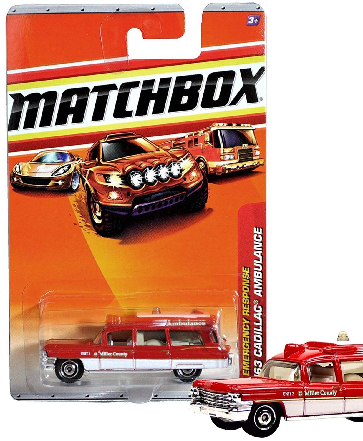 Matchbox 2010 Emergency Response 55 of 100 (Red Over White) '63 Cadillac Ambulance by Matchbox