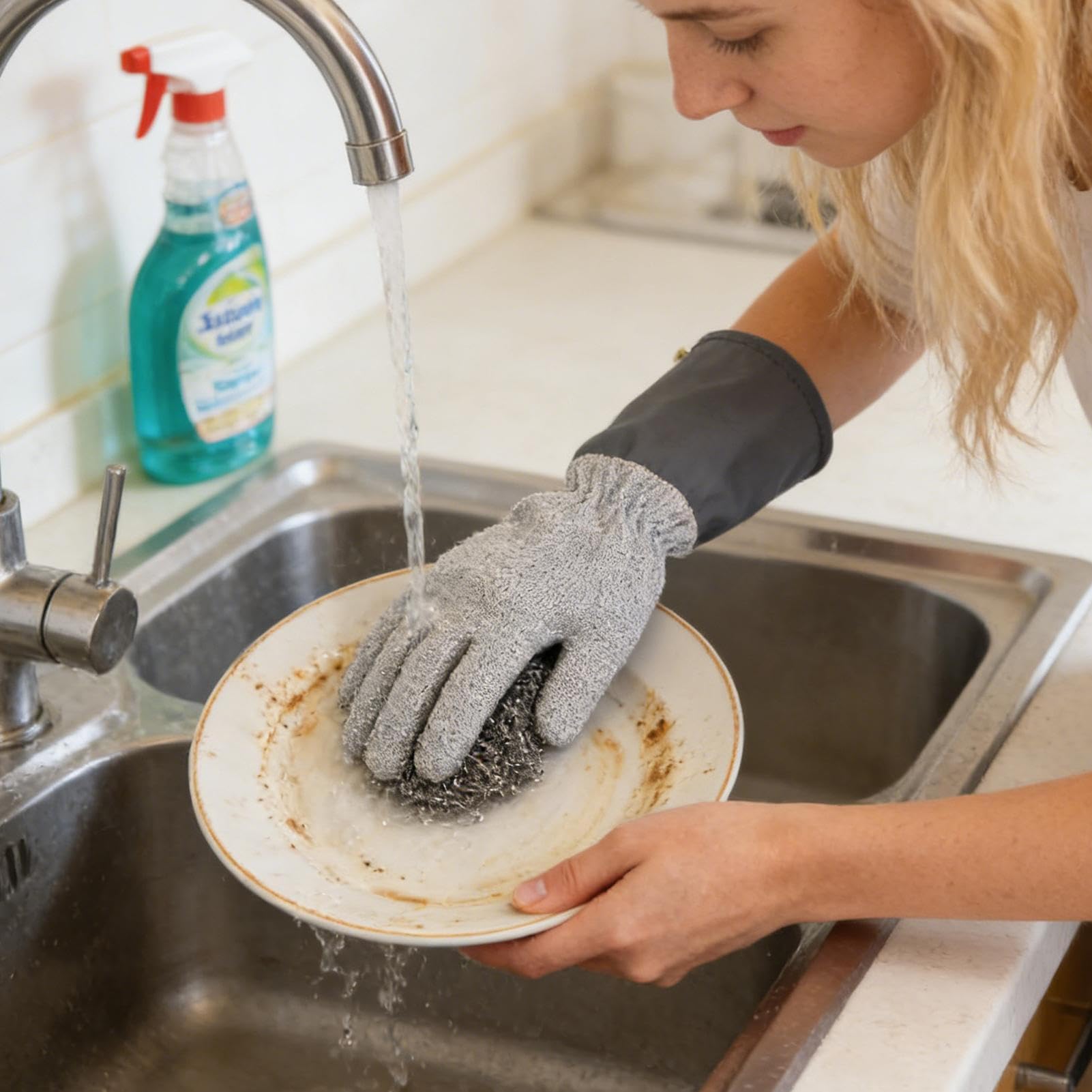 Stahldraht Spültuch Handschuhe - wasserdichte Und Kratzfeste Reinigungstücher Für Haushalt - Handschuhe Zum Abwaschen Von Geschirr