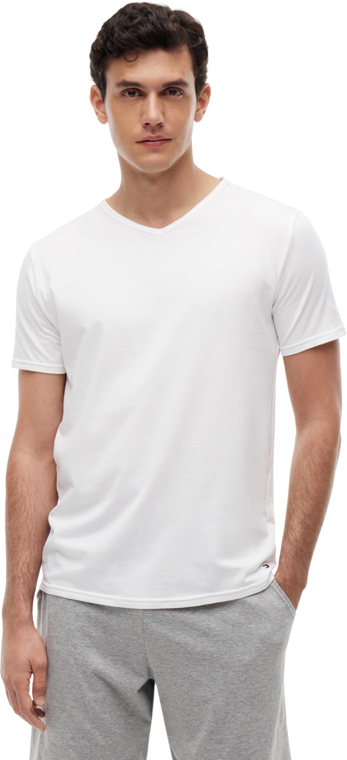 Tommy Jeans Camisetas de Manga Corta Pack de 3 Hombre Stretch con Cuello de Pico