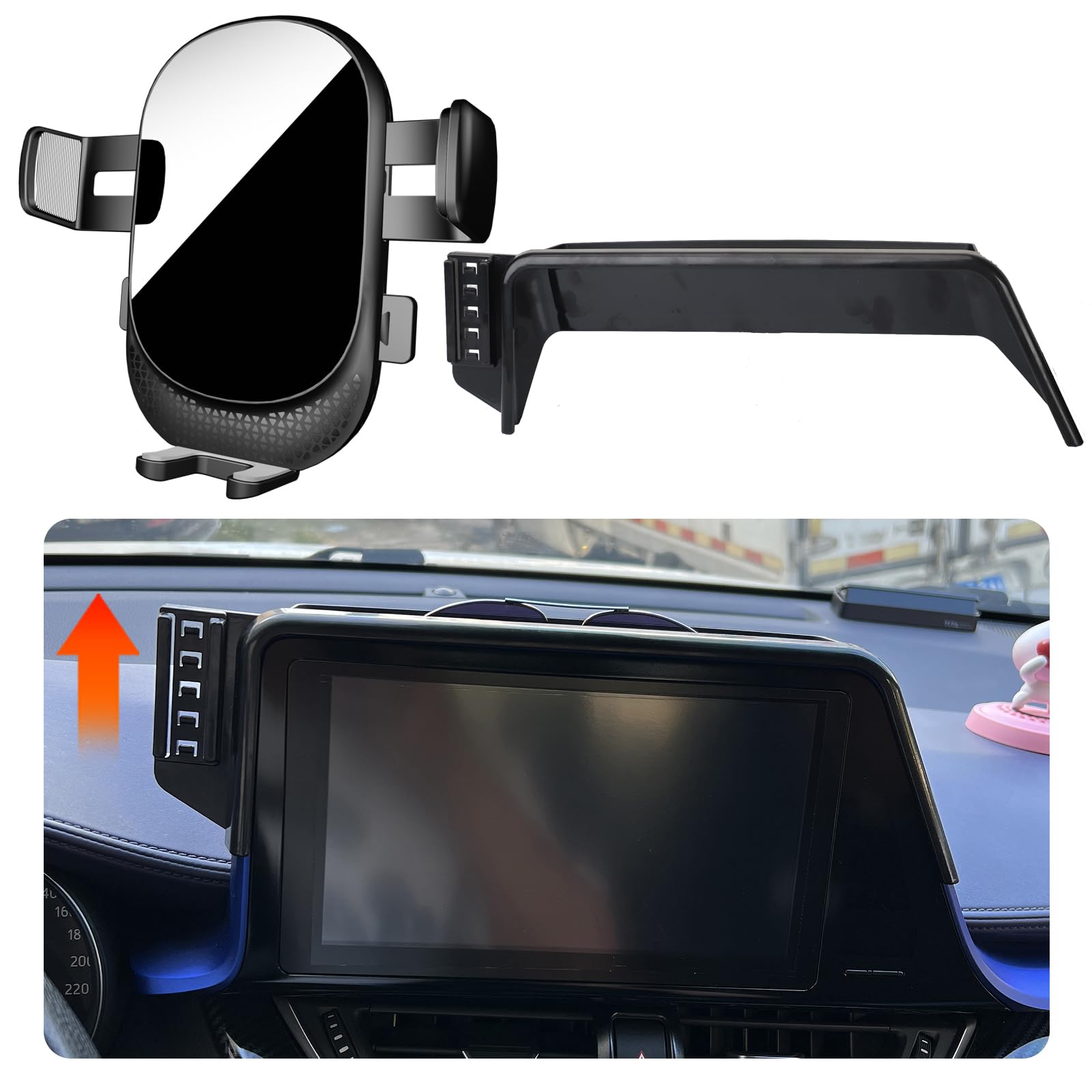 Porta Cellulare Auto Per Toyota C-HR accessori [Solo compatibile con Toyota CHR,anni 2016-2023] Rotativo 360°、Funzionamento a una mano、Facile da installare