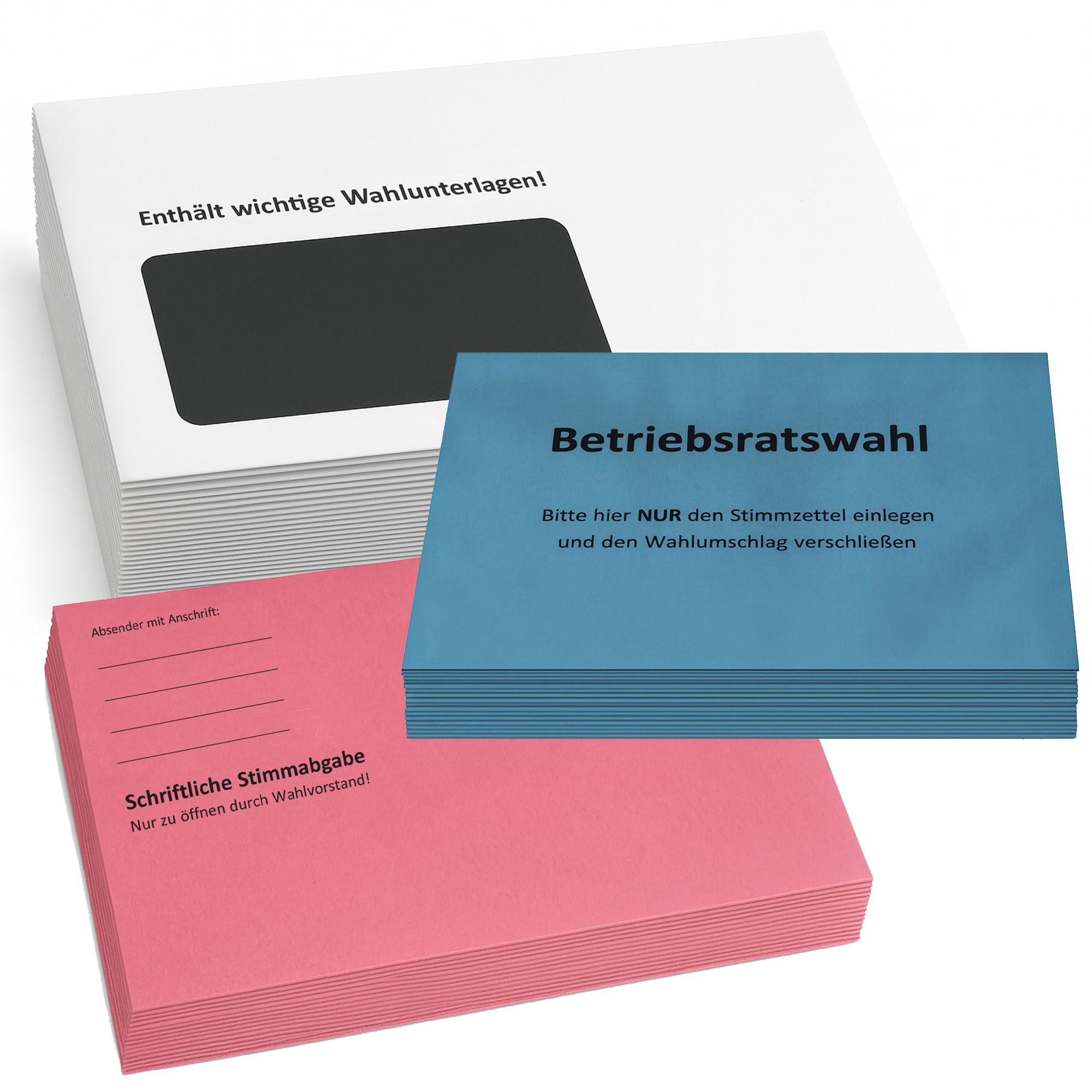 Betriebsratswahl Briefwahl Kombipaket – weiße Kompaktumschläge, Stimmzettelumschläge C6 + Rückumschläge B6 – gesetzeskonform (C6 Blau + B6 Rot – Betriebsratswahl, 50 Stück)