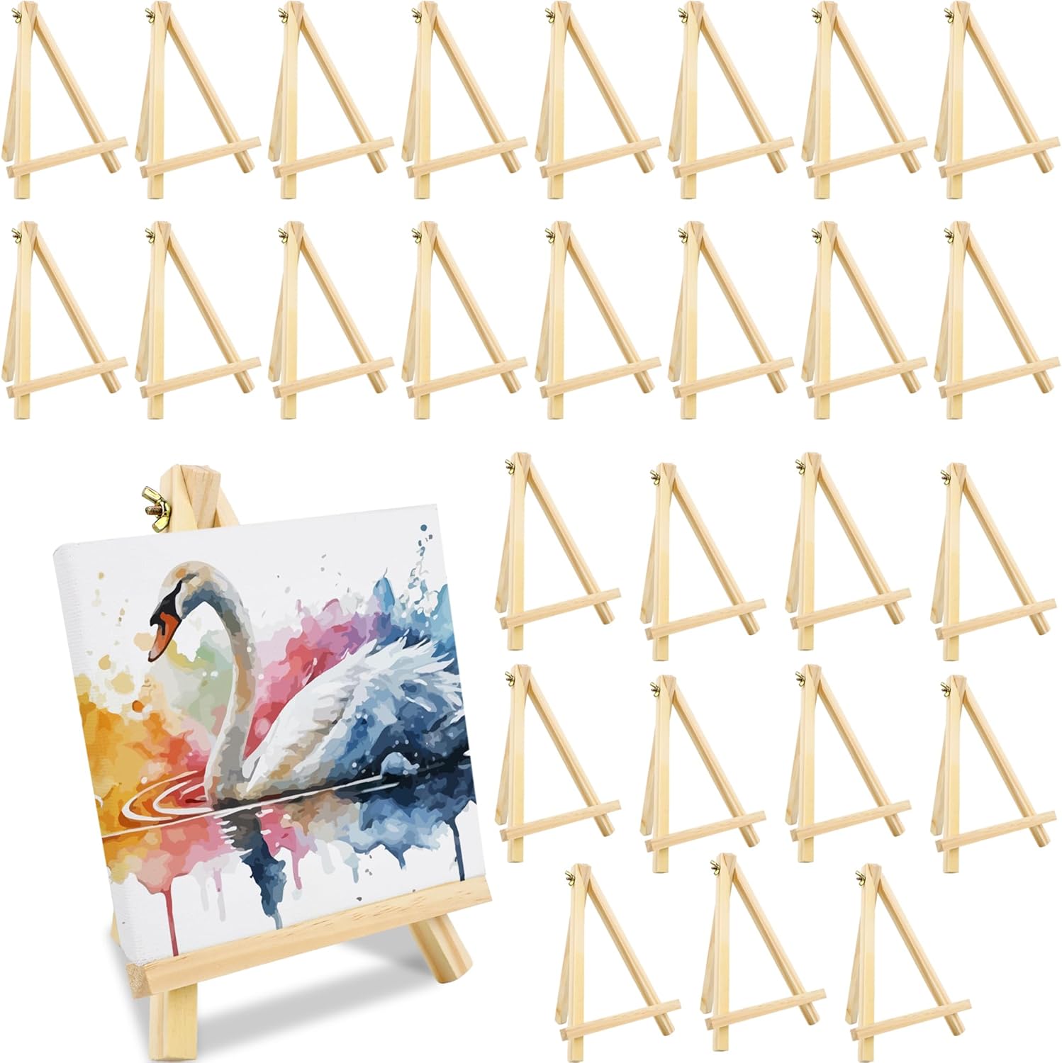 28 Pack 9 Inch Wooden Easel Stand Tabletop Wood Easels for Painting Portable Canvas Holder Art Craft Painting Easel Stand for Kids Students