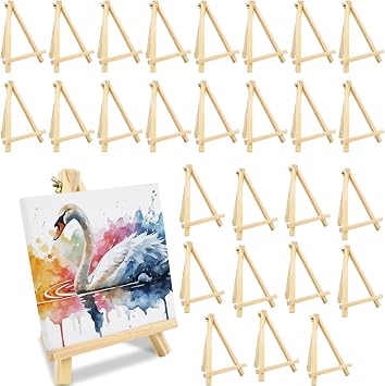 28 Pack 9 Inch Wooden Easel Stand Tabletop Wood Easels for Painting Portable Canvas Holder Art Craft Painting Easel Stand for Kids Students