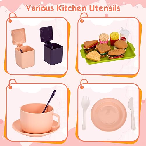 Miniatura 7 de 118 piezas de mini accesorios de cocina para niños, juego de cocina de simulación con utensilios de cocina, vajilla y 2 juegos de frutas, regalo de