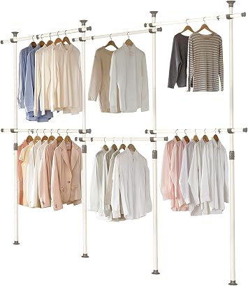 PRINCE HANGER Tension Pole Closet System No-Renovation Hanging Storage Rack, 6-Tier Expandable Design PHUS-0072