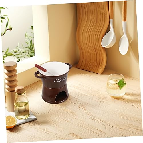 Miniatura 5 de Juego de calentador de mantequilla de cerámica de 1 pieza, olla de fusión de porcelana para queso de chocolate y fondue de mantequilla, incluye
