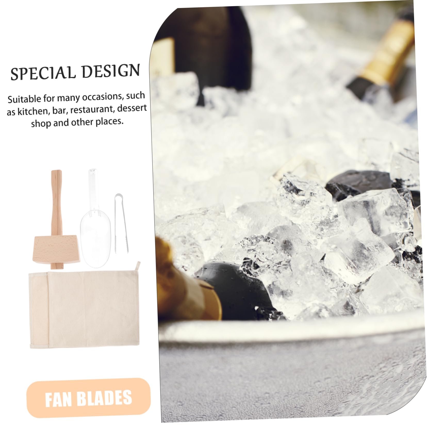Mazo Plegable para Picar Hielo Juego de Bolsa de Hielo de Tela Resistente y Herramienta Duradera para Bar y Cocina en Restaurantes y Hogares