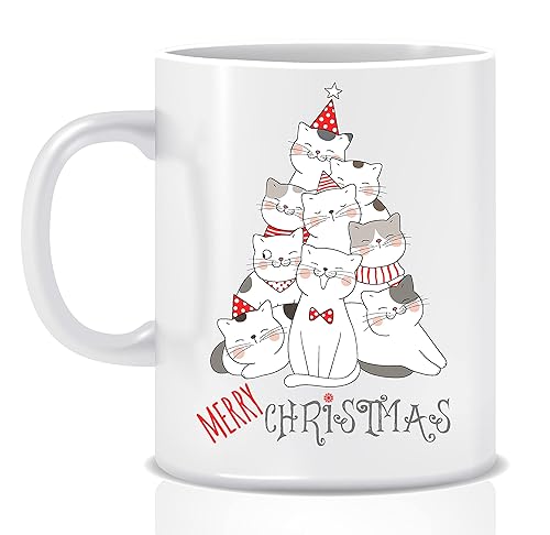Merry Christmas Coffee Mug, Cat Funny Coffee Mug, Holiday Coffee