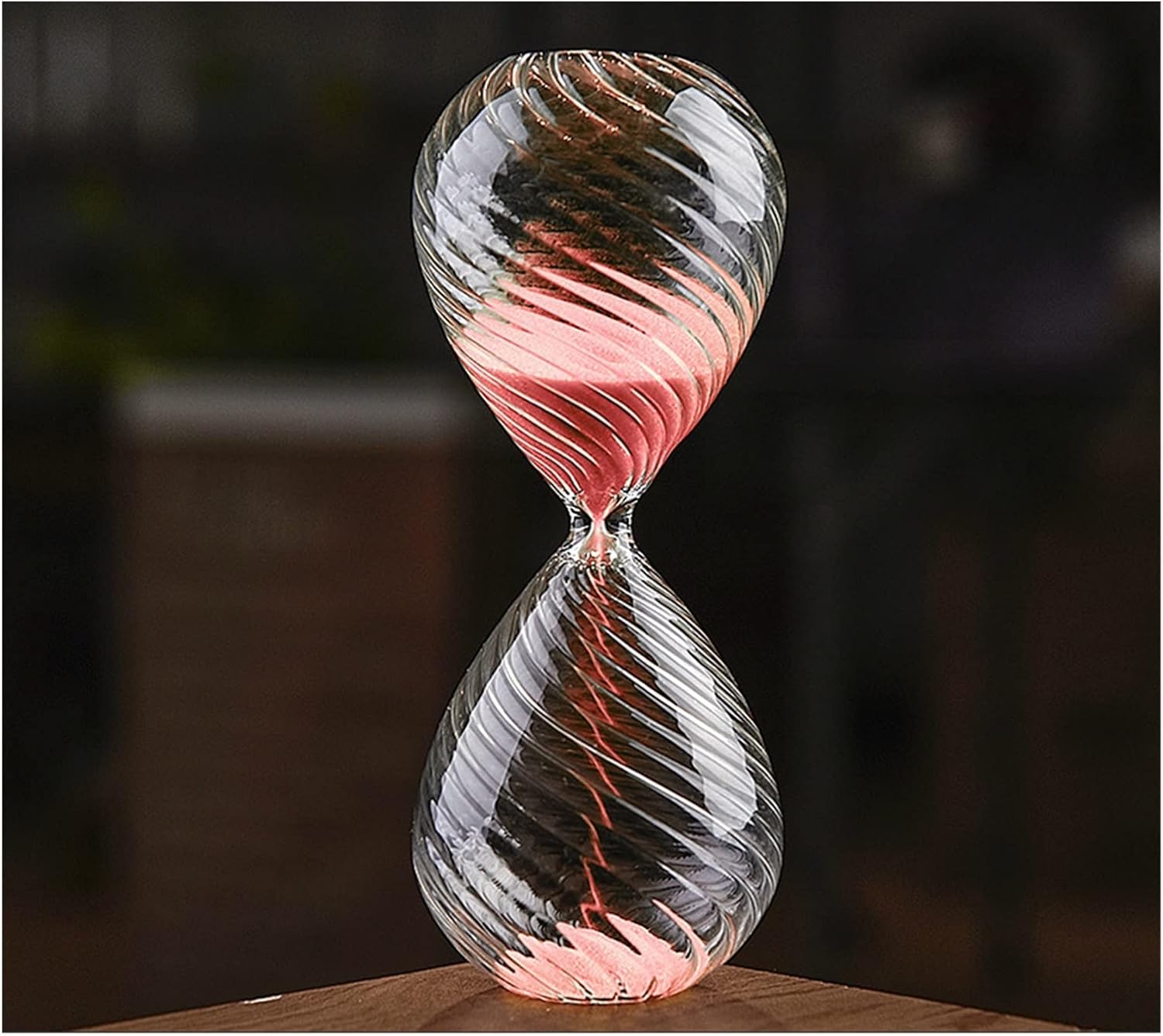 Funny Twisted Glass Hourglass 15 Minutes Kids Creative Colorful Sand Clock Unique Child Room Desktop Decor Sandglass-Watermelon Red-15 Minutes
