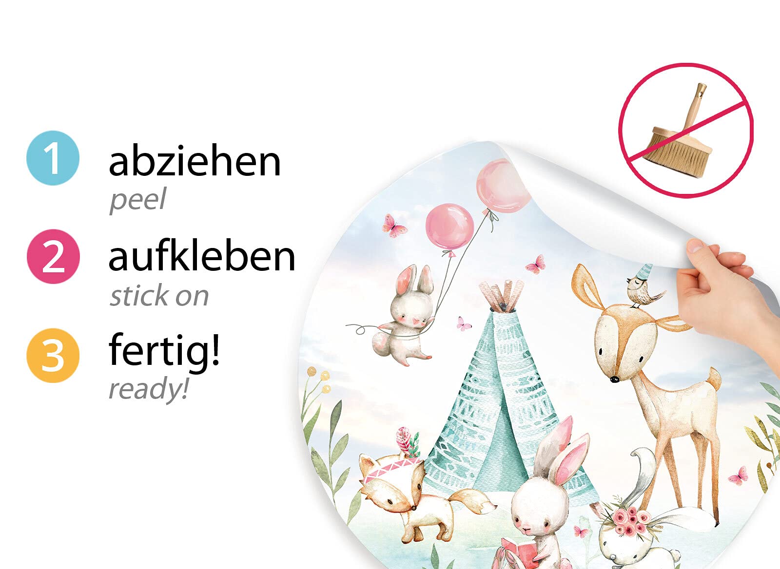 Little Deco DL621 - Adesivo da Parete per cameretta dei Bambini, Motivo: Animali della Foresta con Palloncino
