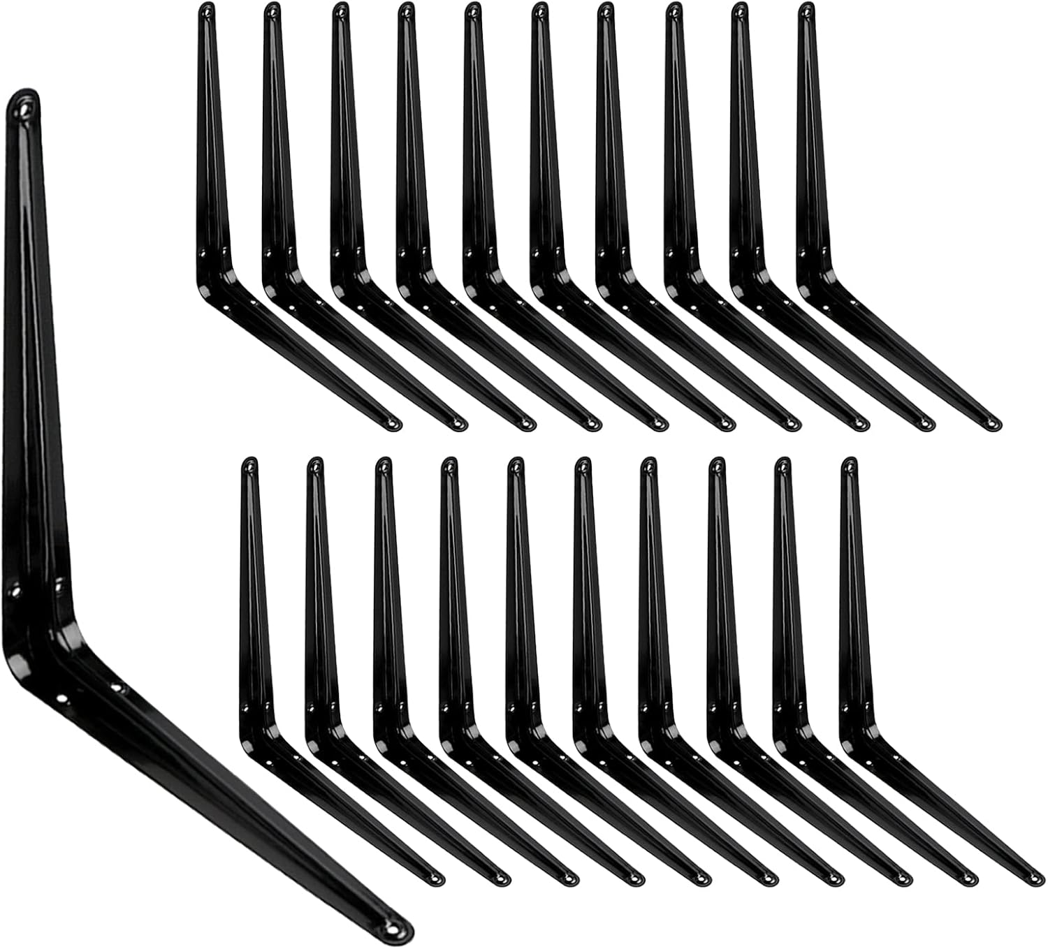 20 Pack Shelf Brackets 10 x 12 Inch, Heavy Duty Black Metal