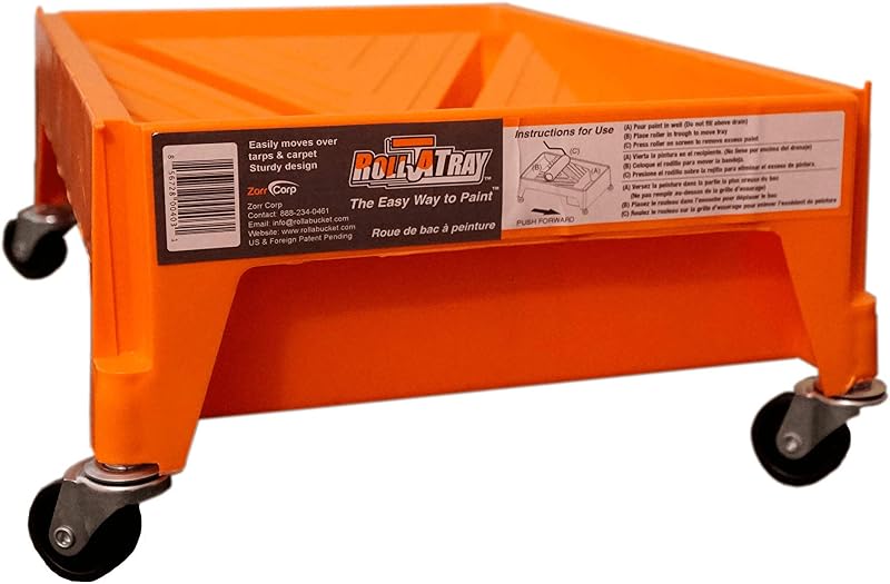 Roll A Tray RTP-411 Rolling Paint Tray with Casters — 2.5 L Heavy-Duty Wheel-Mounted Paint Tray Cart, Tilting Base for Easy Pouring, for Home & Professional Use