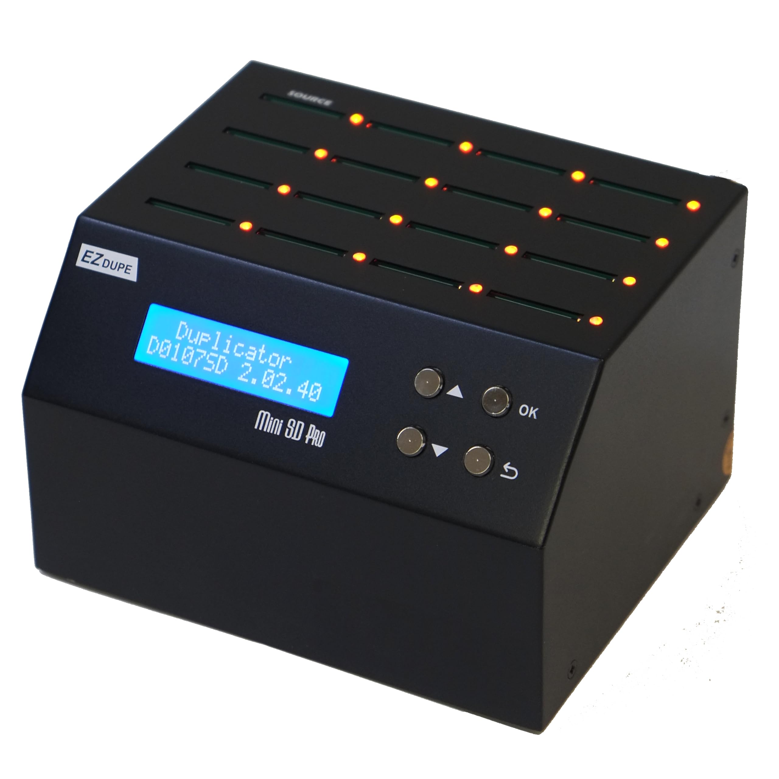 EZ DUPE Mini SD Pro 1:15 SD/microSD Card Duplicator - 2GB/Min - Standalone Multiple Flash Memory Copier Eraser/Sanitizer, Speeds Up to 25MB/Sec (DM-FD0-8SD15B)