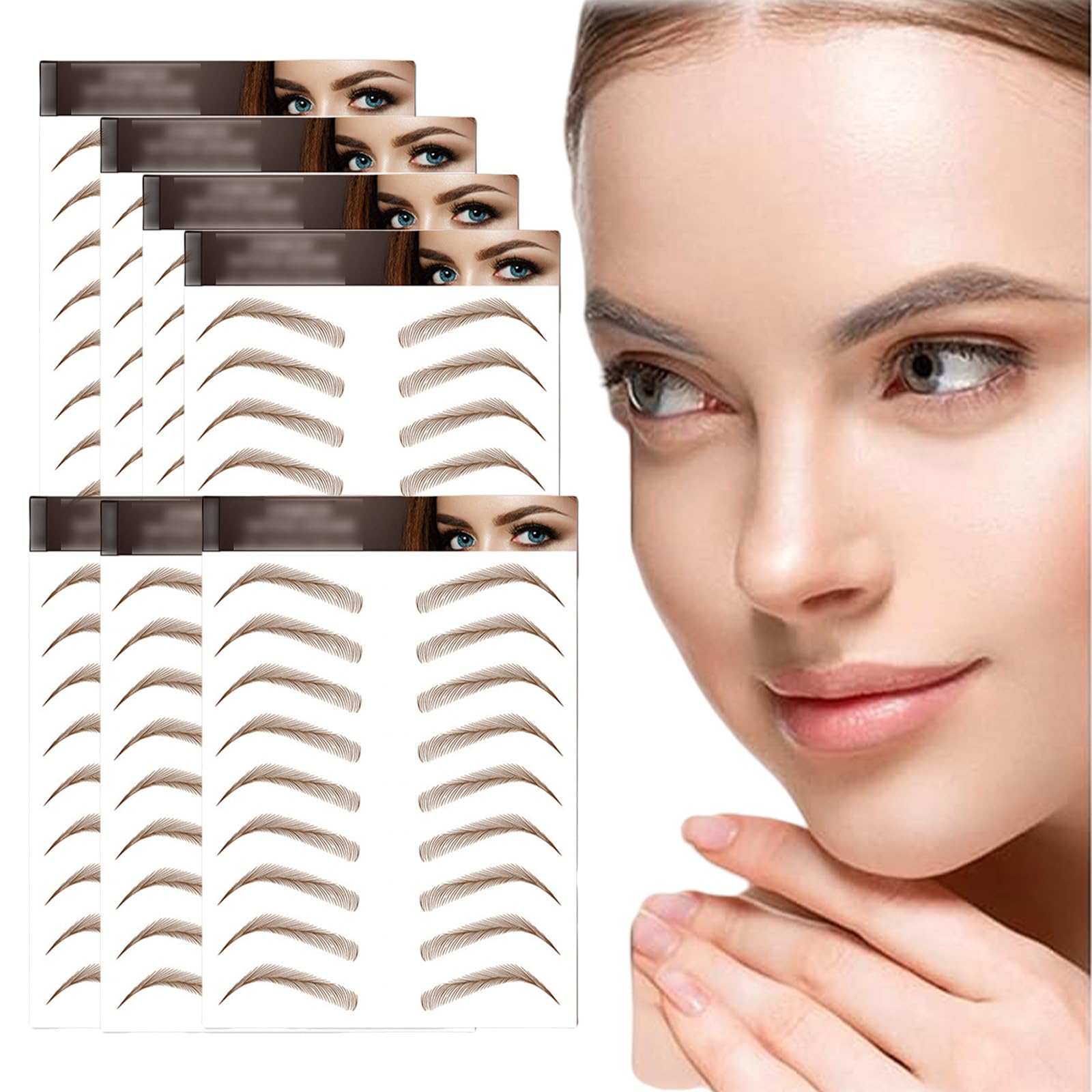 AWAVM 7Sheets/77Pairs 4D Hair-Like Tattoo Stickers Waterproof Natural Fake Eyebrow Stickers,Long Lasting Eyebrow Grooming Shaping Perfect for Women and Girls (Brown-12)