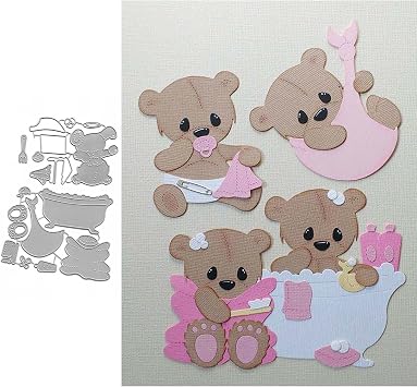 Baby Bear Embossing Metal Cutting Die Cuts, Baby Bear Embossing Stencils DIY Crafts Cards Cutting Dies Cuts for DIY Embossing Card Making Photo Decorative Paper Dies Scrapbooking