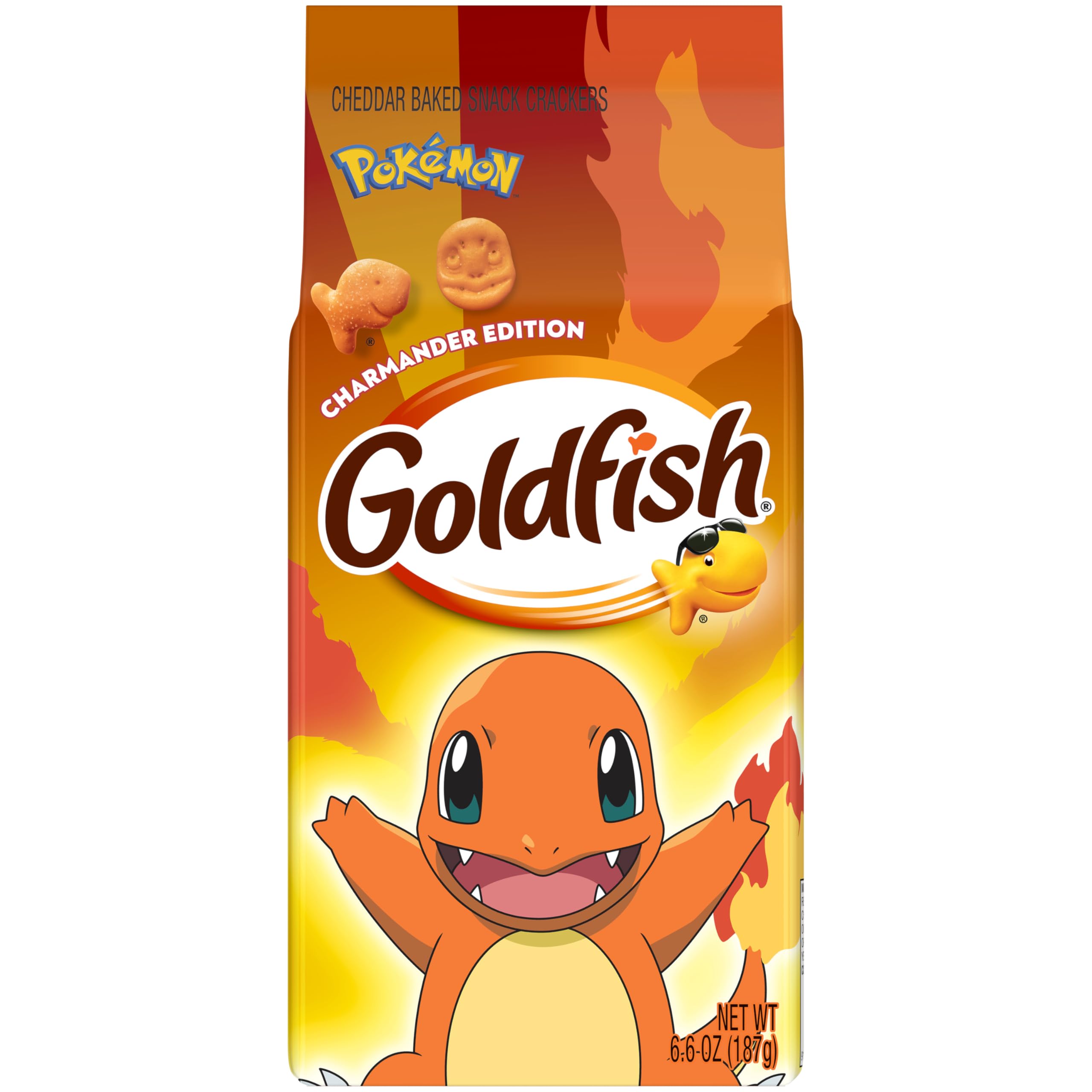 Goldfish Pokémon Charmander Edition Cheddar Cheese Baked Snack Crackers, 6.6 Oz Bag