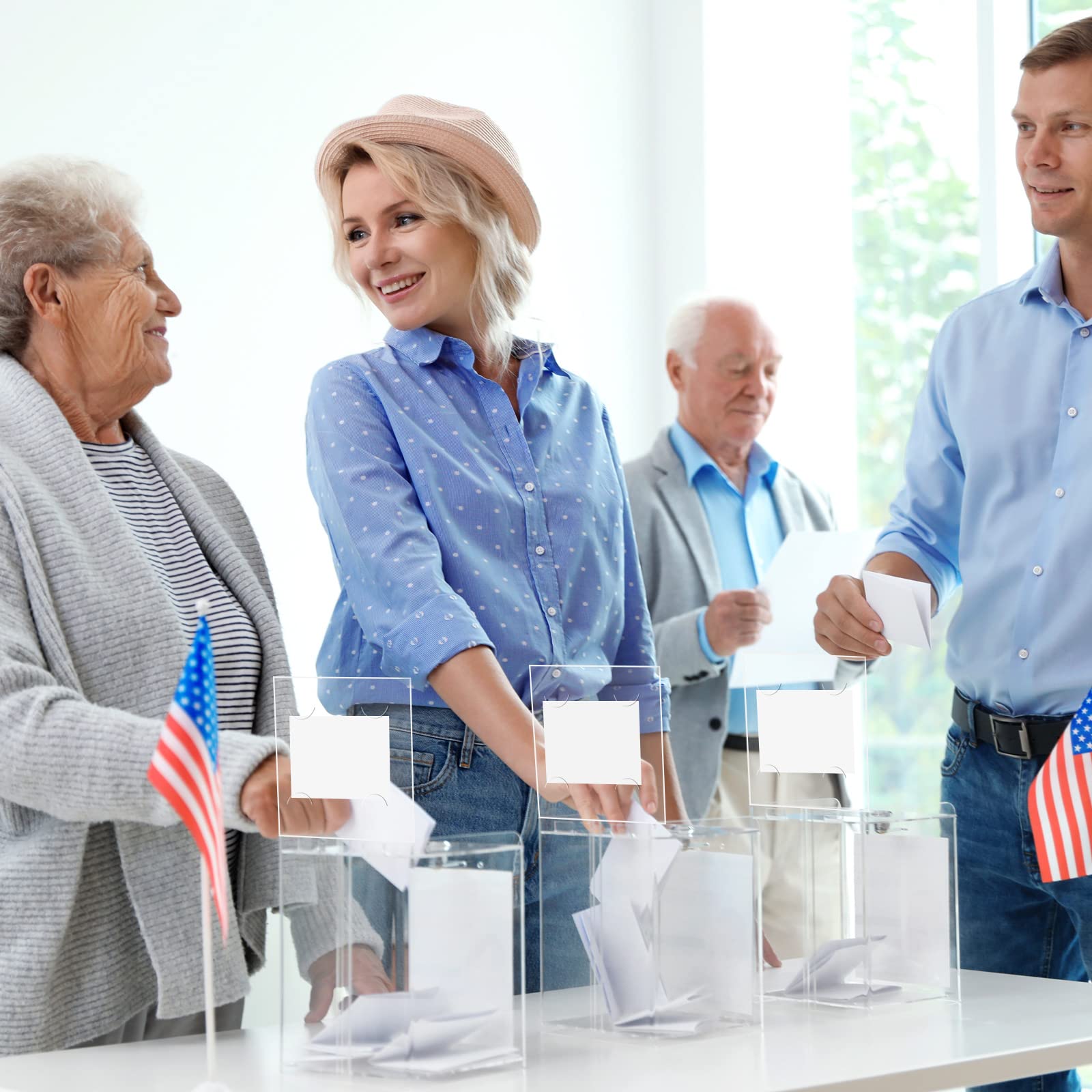 Eersida Raffle Box Plastic Ballot Box with Slot 6 x 6 x 6 Inch Clear Suggestion Box for Office with Removable Header Voting Box Raffle Ticket Container Donation Box(20 Pieces)