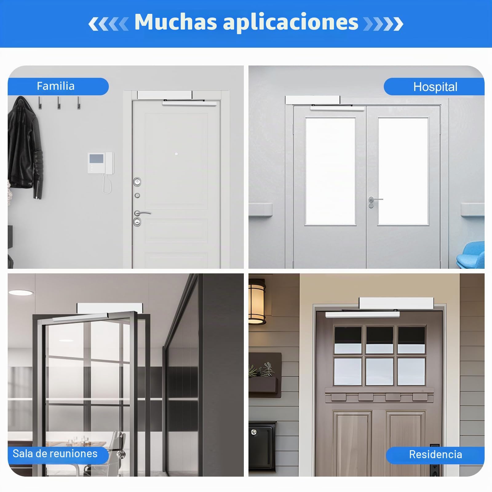 Cierra Puertas Automático Eléctrico, 65 W Abrepuertas Electrico | Apertura Automática de Puertas con Mando a Distancia, máx. 120 grados, Tiempo de Apertura 3-7 Segundos