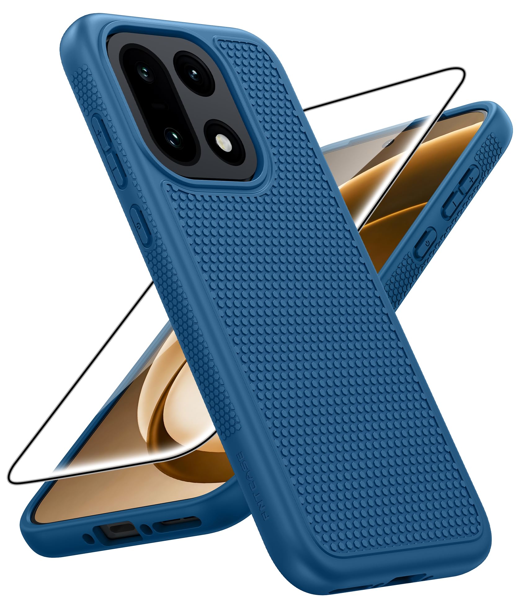 FNTCASE for OnePlus 15 Case: Non Slip One Plus 15 Matte TPU Shockproof | With Screen Protector, 14FT Military Grade Drop Protection, Anti-Scratch, Protective Cell Phone Cover, for Daily Use, Blue