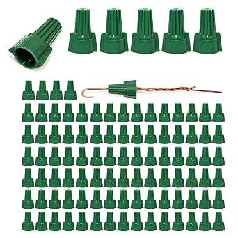 100-Pack Professional Winged Ground Wire Connector Nuts -UL 467 & CSA Listed,Spring Loaded,Flame Retardant for Safe Electrical Connections,Miniature Cylindrical Connectors
