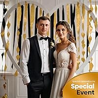 Vista 7 de Captain Décor - 4 rollos de serpentinas de papel crepé, 328 pies, paquete de 4 serpentinas doradas y negras para decoración de fiestas, serpentinas