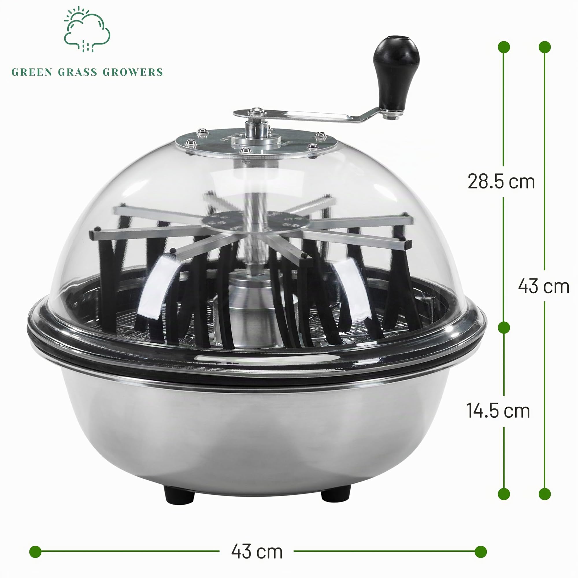 Cortador Manual de Hojas y Cogollos para Cultivo Hidropónico | Manicuradora Podadora, Trituradora y Picadora de Mesa y Jardinería | Cuchillos, Rejilla y Tazón de Acero (41cm (16"))