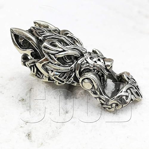 Miniatura 5 de CooB EDC - Hebilla de paracaídas fundida a mano, grillete de lobo celta Fenrir. Hebillas de paracaídas de lujo, grilletes de cuentas para hacer