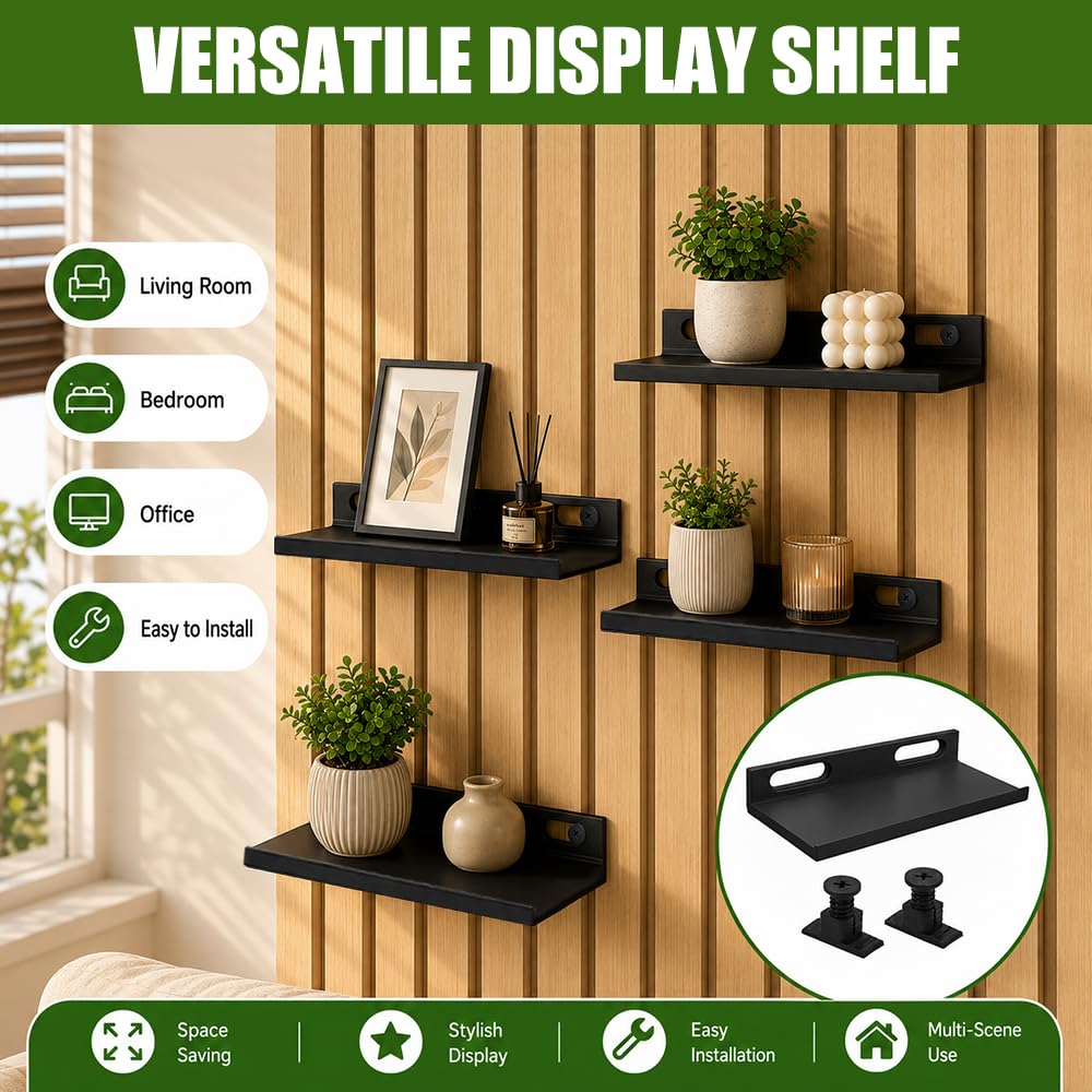 Scaffale per Pannelli Acustici,Mensole da Muro Piccole Nera | Mensole Per Pannelli Fonoassorbenti,Soggiorno,Camera da Letto,Ufficio,PiantaAccessori per articoli Decorativi