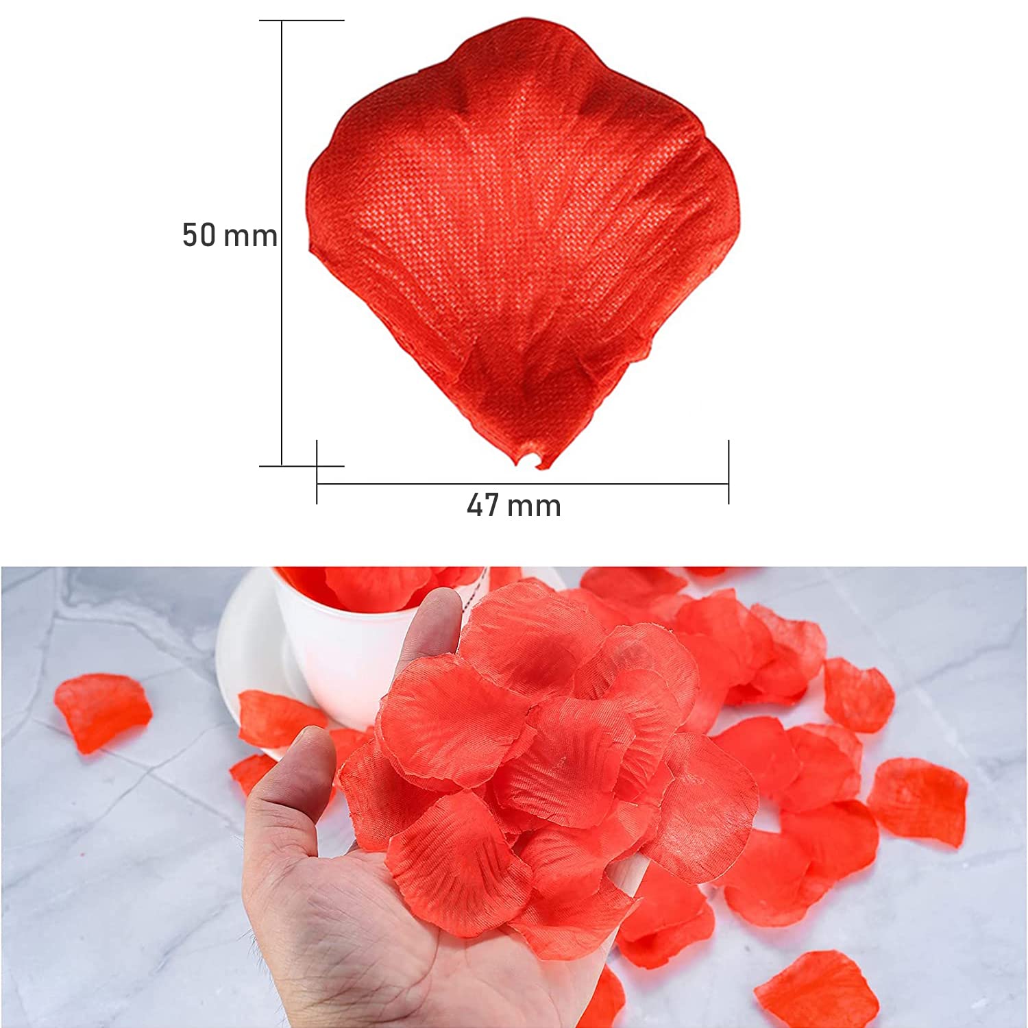 1200 Petali Di Rosa Finti Rossi In Tessuto Non Tessuto Per Matrimoni, Decorazioni Romantiche E Feste