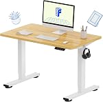 FLEXISPOT Height Adjustable Desk Small Desk Whole-Piece Desk Board Electric Sit Stand Desk Home Office Table Standing Desk 40 x 24 Inches(Classic Black Frame + 40 in Blacktop)