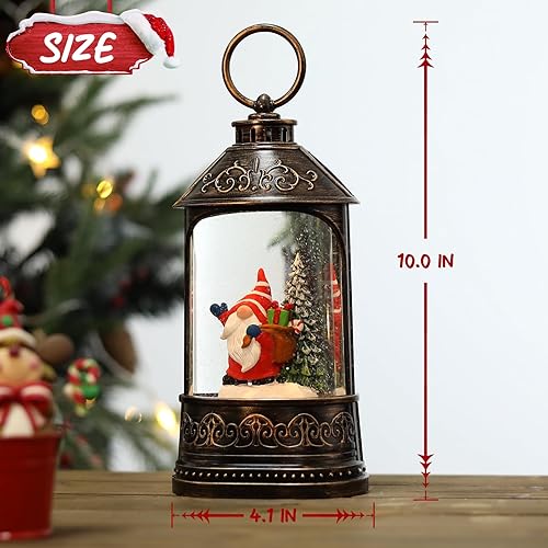 Miniatura 6 de Linterna de globo de nieve de Navidad, gnomos iluminados con purpurina, globo de nieve con música, decoraciones musicales de Navidad USB y funciona