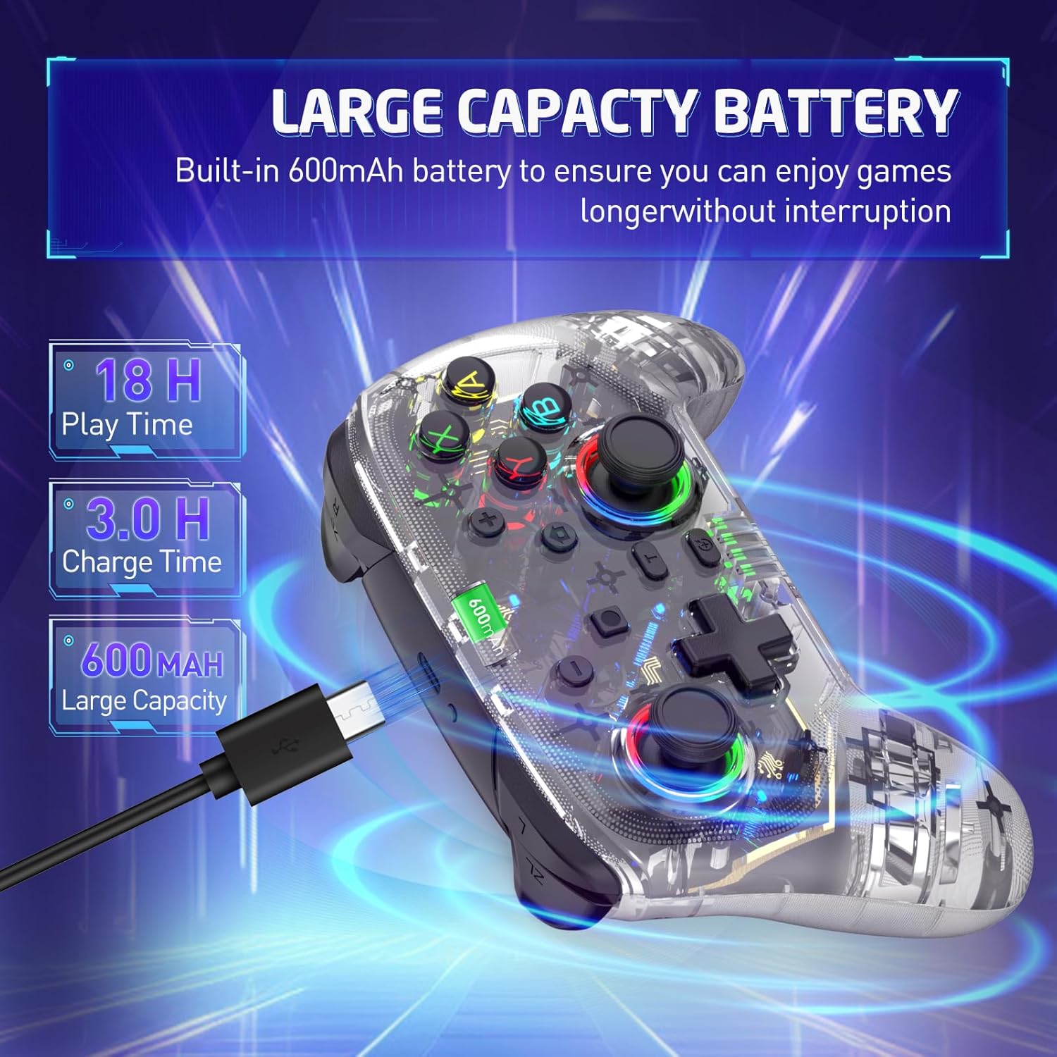 Koiiko Game Controller Gamepad for PC/PS3/PS4/PS5/Switch/iPad/iPhone/Android: Supports Wireless Connection, Cloud Gaming, Streaming on PS/Xbox/PC Console, Gaming Joystick with Back Button/Turbo/6-Axis