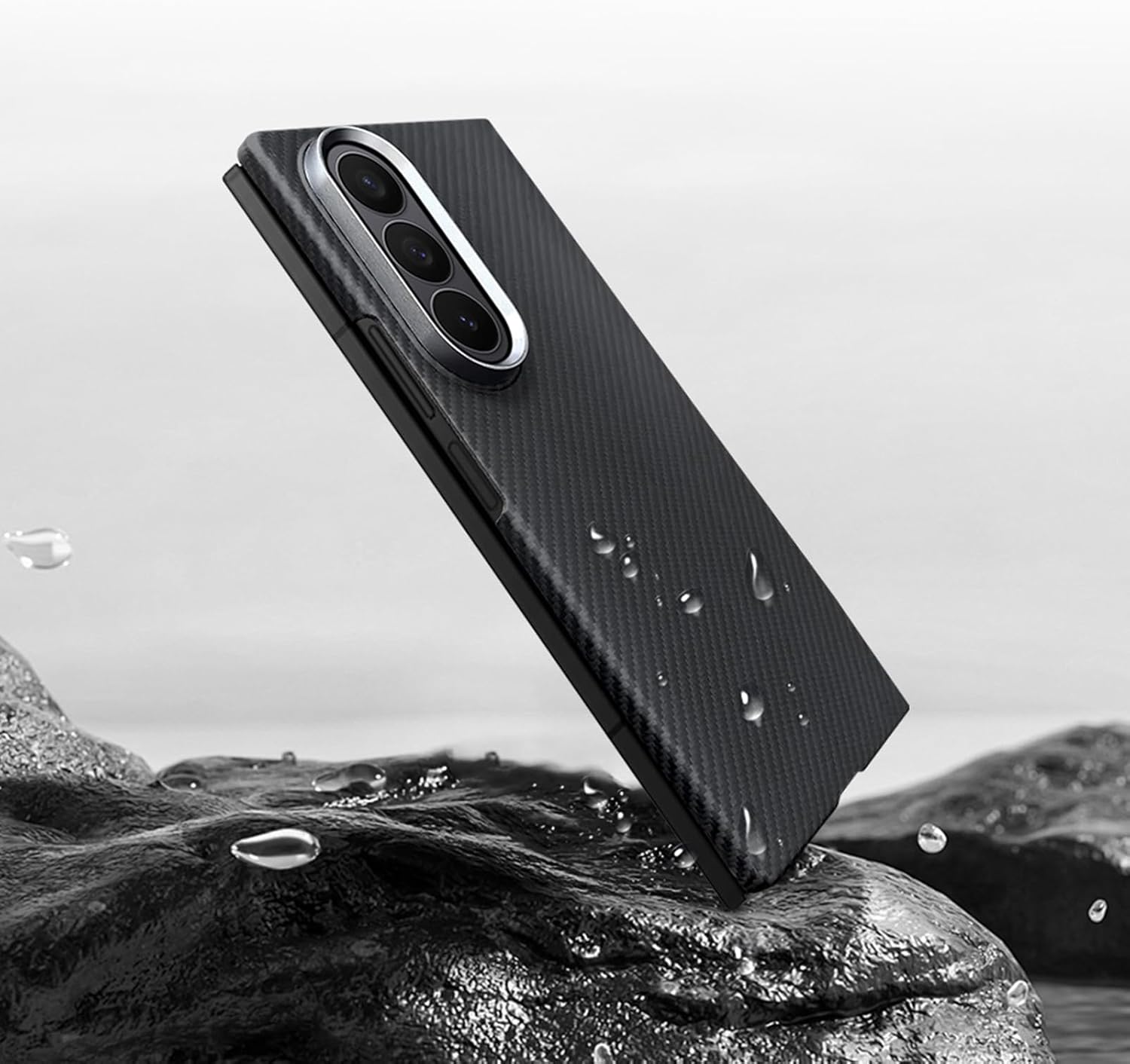 Genuine Carbon Fiber Case for Samsung Galaxy Z Fold 7, Skin Friendly and Anti-Slip Magnetic Cover, Lightthin Anti-Fingerprint Case
