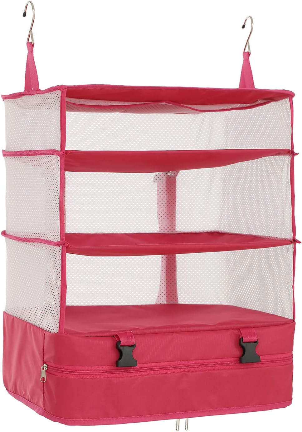 ELEZAY Hanging Packing Cubes Transformable Garment Closet Organisers Storage for Suitcases Carry on Luggage Compression Travel Bag with Shelves for Hotel Wardrobe Camper Accessories Large, Rose
