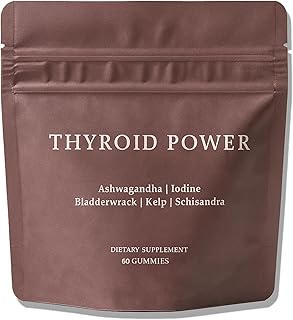 Thyroid Power Gummies, Selenium Zinc Iodine L-Tyrosine Ashwagandha Gummies