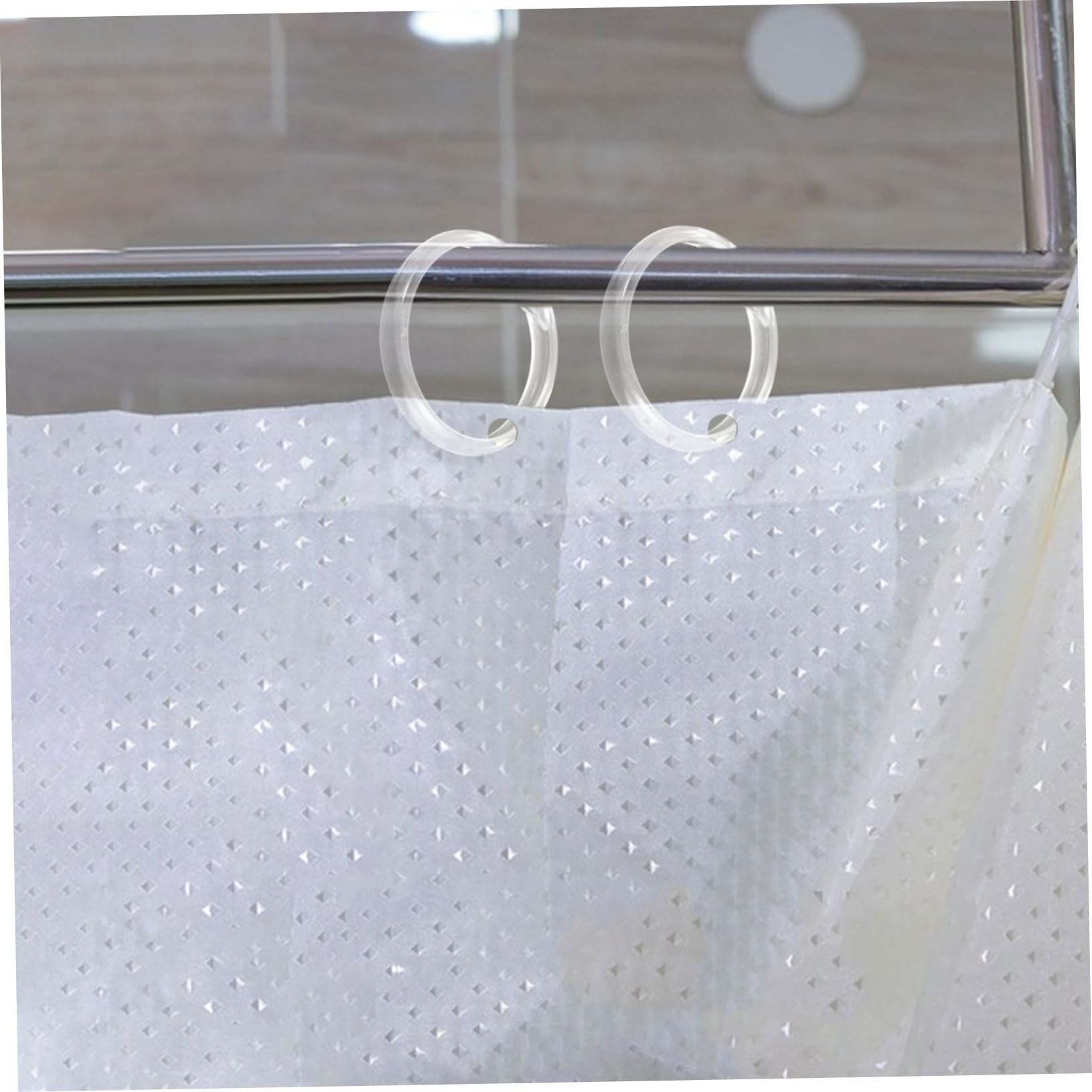 IMIKEYA Anelli per Tenda Doccia Rotondi in Plastica 50 Pezzi | Facile Installazione a Scatto, per Tende e Liner Doccia, Adatti a Bagno e Camera da Letto