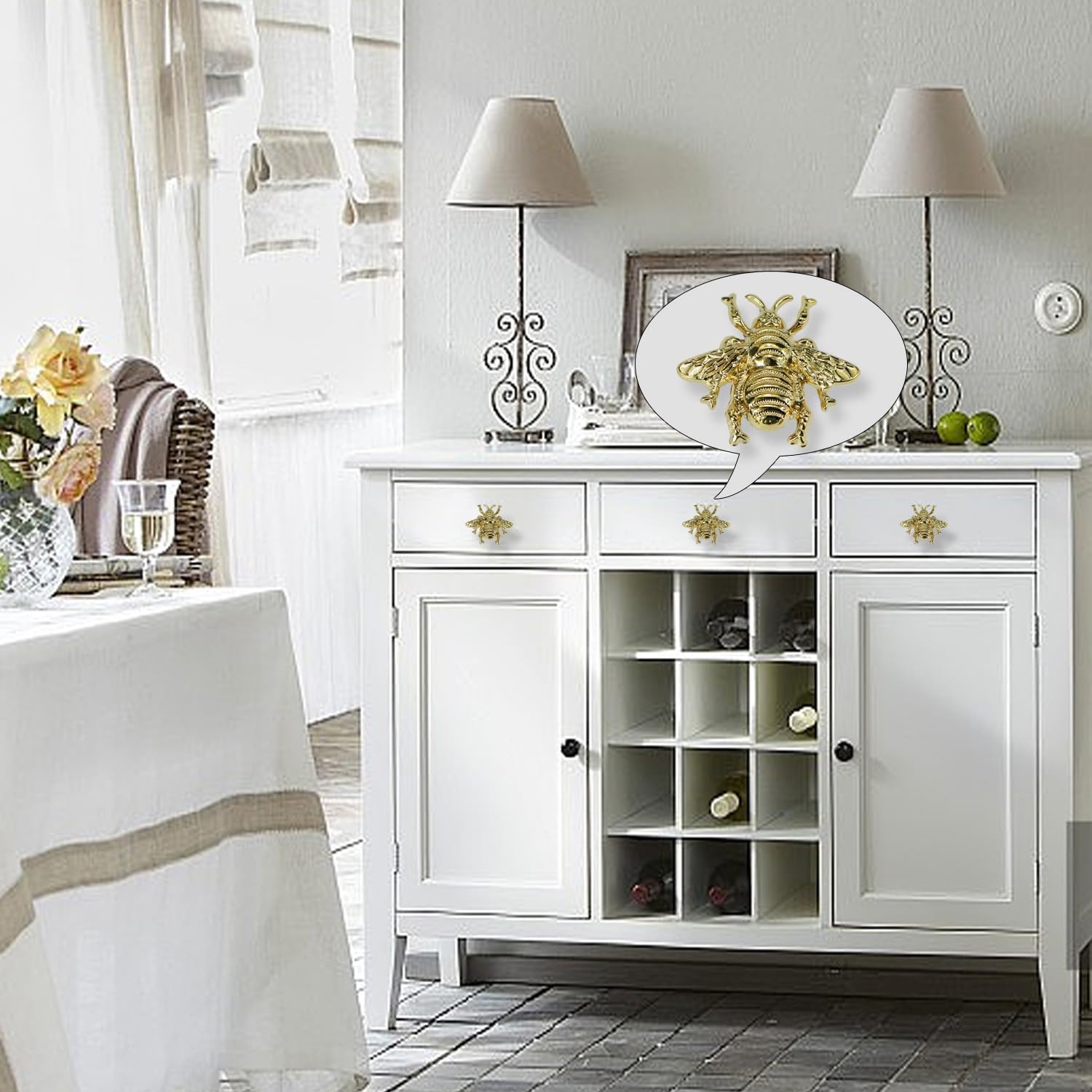 Gold Butterfly Bee Cabinet Knobs