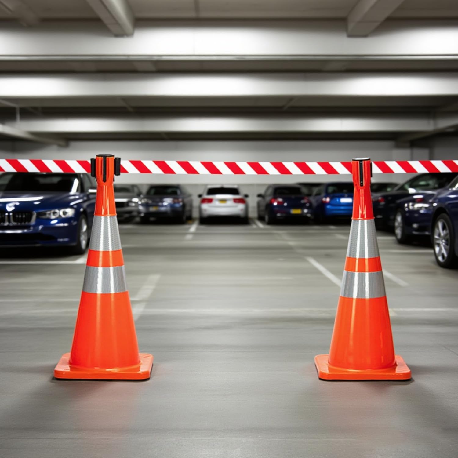 2 Stück Einziehbares Absperrband für Absperrkegel - Verkehrskegel Absperrband, Leitkegel-Aufsatzband für Verkehrsabsperrung und Baustellensicherheit(5 Meter)