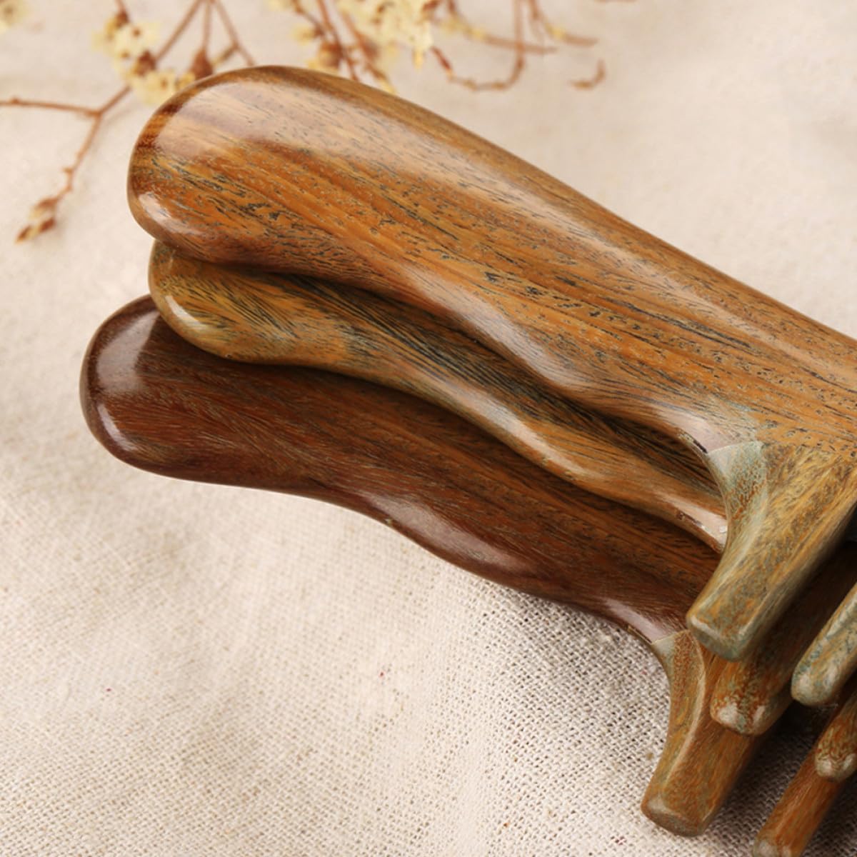 2 Stück Sandelholzkamm mit Feinen und Breiten Zinken Tragbarer Haarkamm für Damen und Mädchen mit Massagefunktion für Sanfte Kopfhautpflege