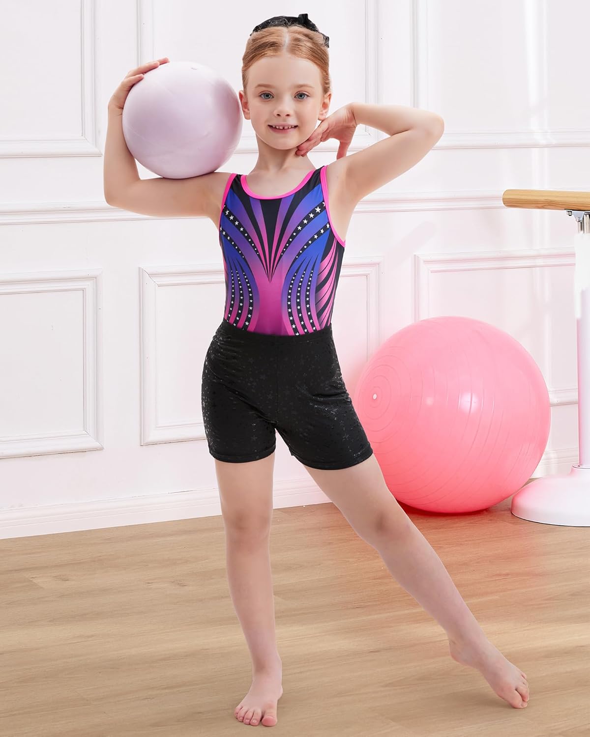 beautyin Gymnastics Leotards for Girls Dance Unitards Biketards Activewear with Shorts - Image 4
