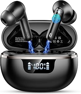 2026 Wireless Earbuds, Bluetooth 5.4 Headphones HiFi Stereo, 50H Playtime Ear buds with 4 ENC Noise Cancelling Mics, In Ear Earphones Deep Bass, IP7 Waterproof Earbuds with LED Display, Fast Charging