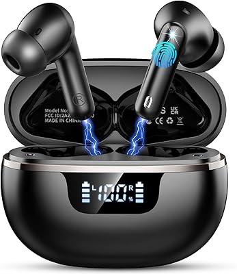 2026 Wireless Earbuds, Bluetooth 5.4 Headphones HiFi Stereo, 50H Playtime Ear buds with 4 ENC Noise Cancelling Mics, In Ear Earphones Deep Bass, IP7 Waterproof Earbuds with LED Display, Fast Charging