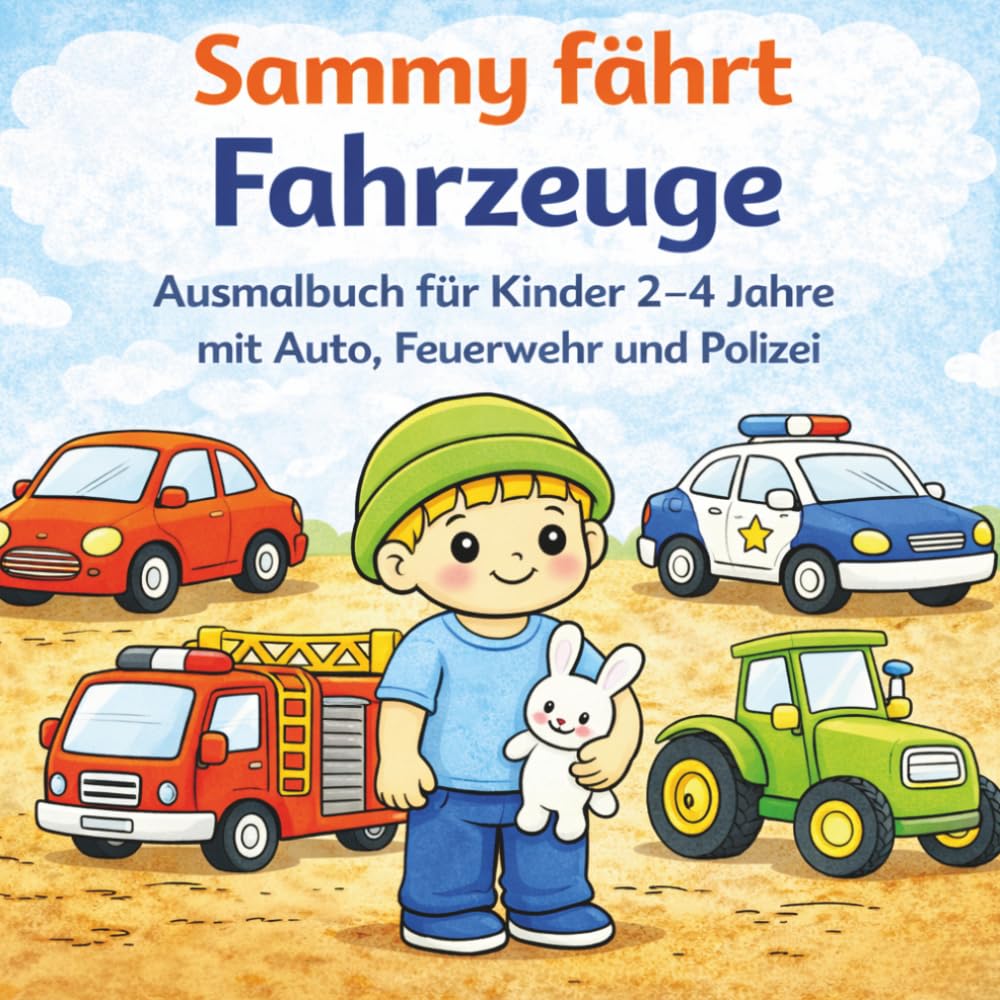 Sammy und die Fahrzeuge – Ausmalbuch für Kinder von 2–4 Jahren: Einfache Fahrzeuge zum Ausmalen – Traktor, Feuerwehr, Polizei, Auto & mehr | Perfekt ... – Ausmalbücher für Kinder 2–5 Jahre)