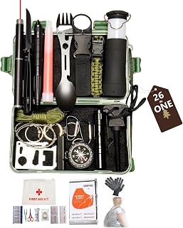 29-in-1 Outdoor Survival Gear Kit with Heavy-Duty Storage Bag, First Aid & Fire Starter – Emergency Tools for Camping Hiking, Gifts for Dad, Husband, Men Women