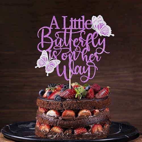 Miniatura 5 de AROKIPPRY Decoración para tartas con temática de mariposa, ideal para baby shower, bienvenida al bebé, suministros de decoración de fiesta de